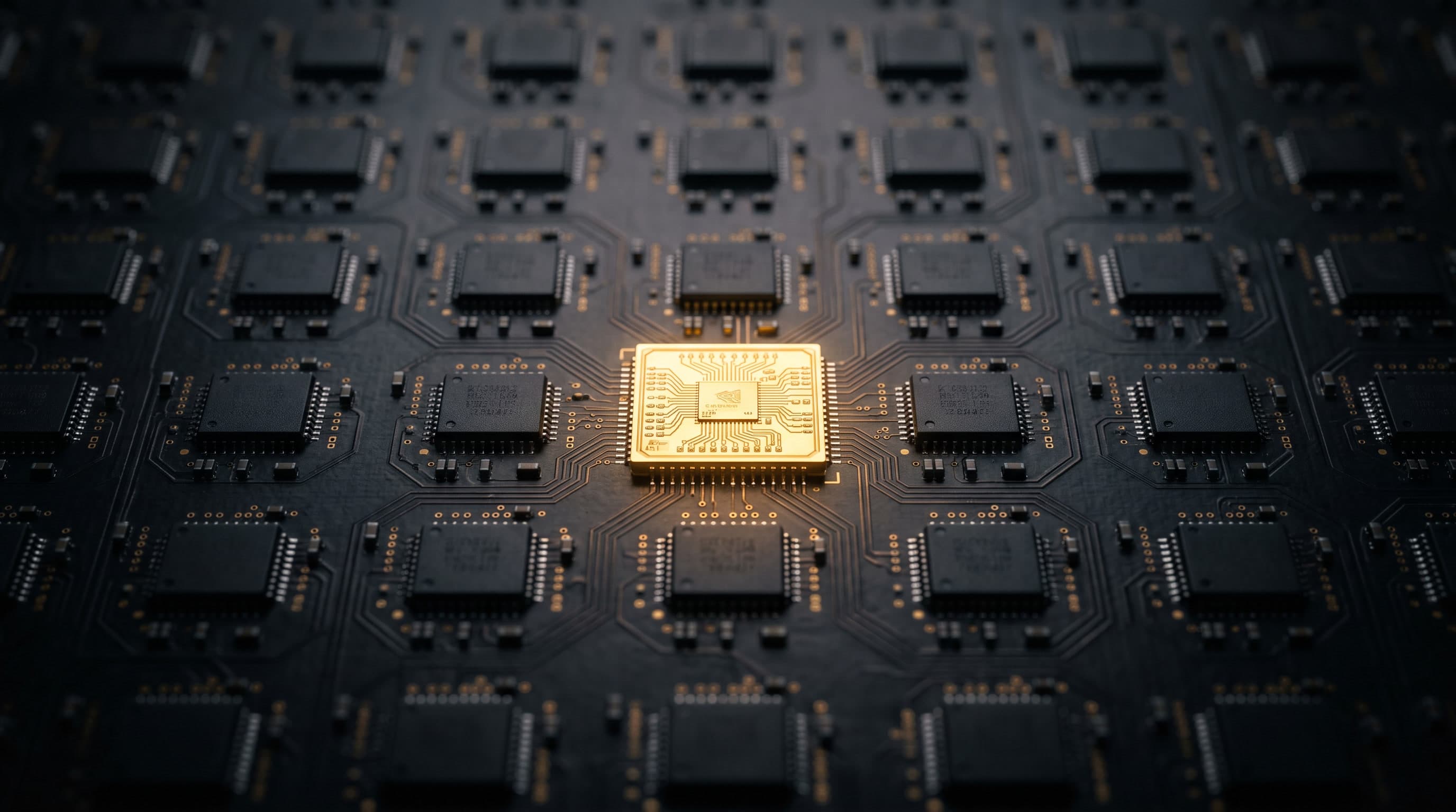 One golden chip among identical dark ones — custom software versus off-the-shelf SaaS