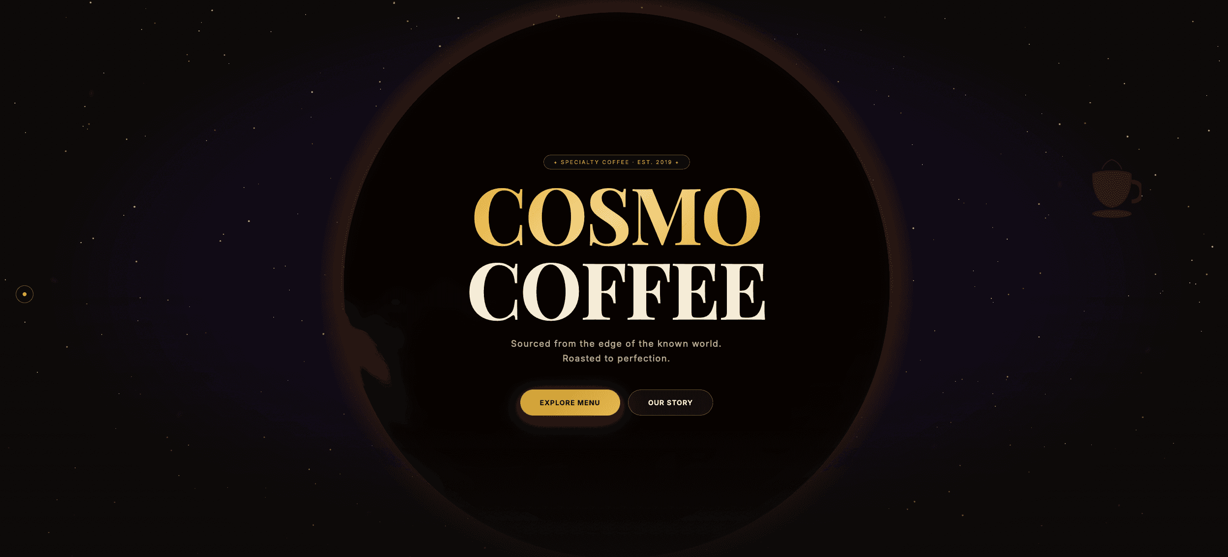 Κεντρική εικόνα της ιστοσελίδας Cosmo Coffee