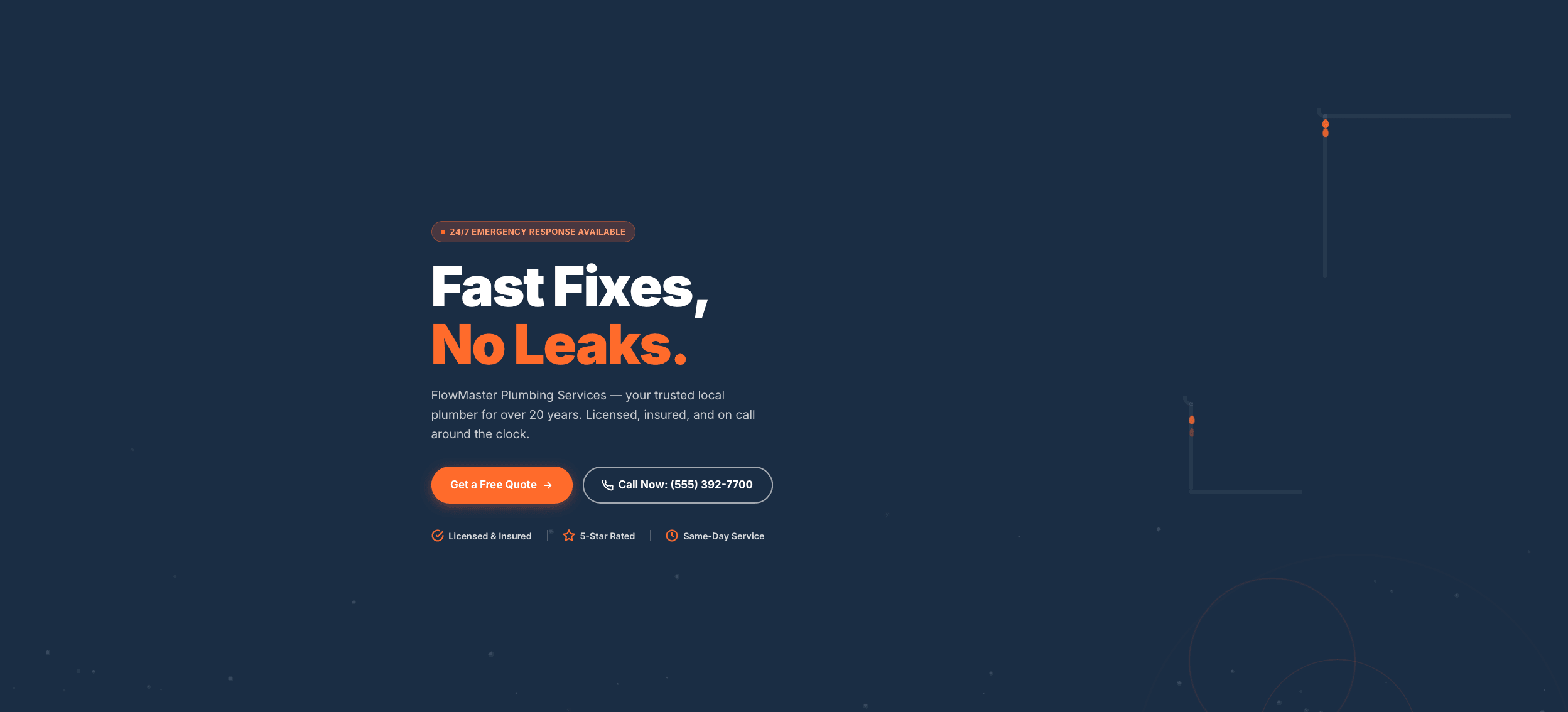 Κεντρική εικόνα της ιστοσελίδας FlowMaster Plumbing