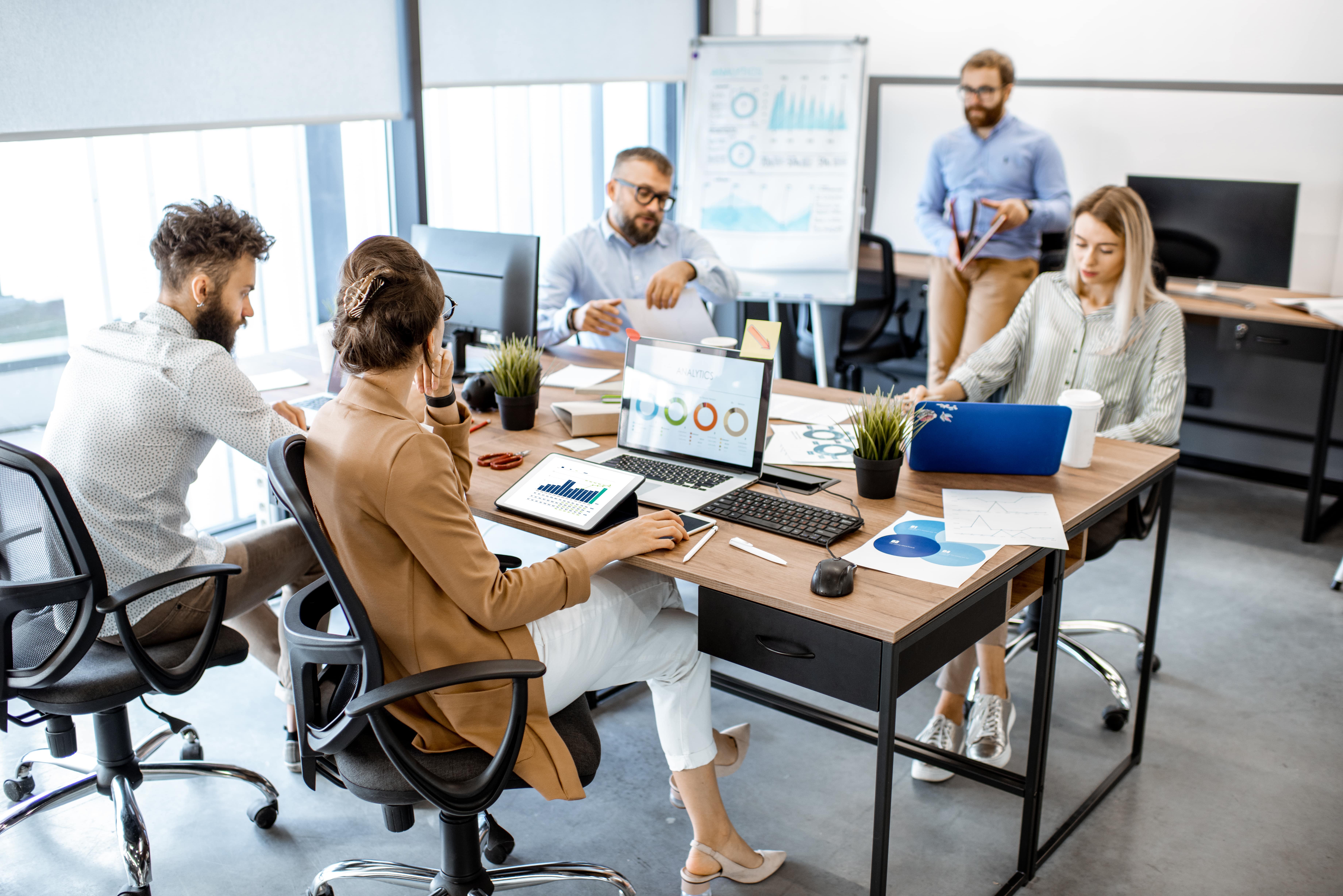 Professional team collaboration in modern office